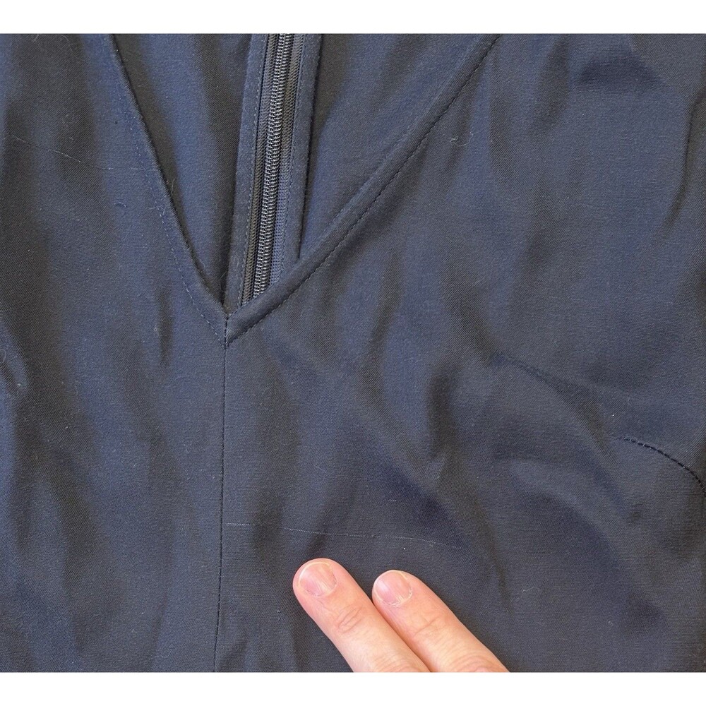 Cult Gaia Vienna Dress Asymmetric Hem Navy Blue Size 0 Puff Sleeve V Neck Maxi - Picture 7 of 9